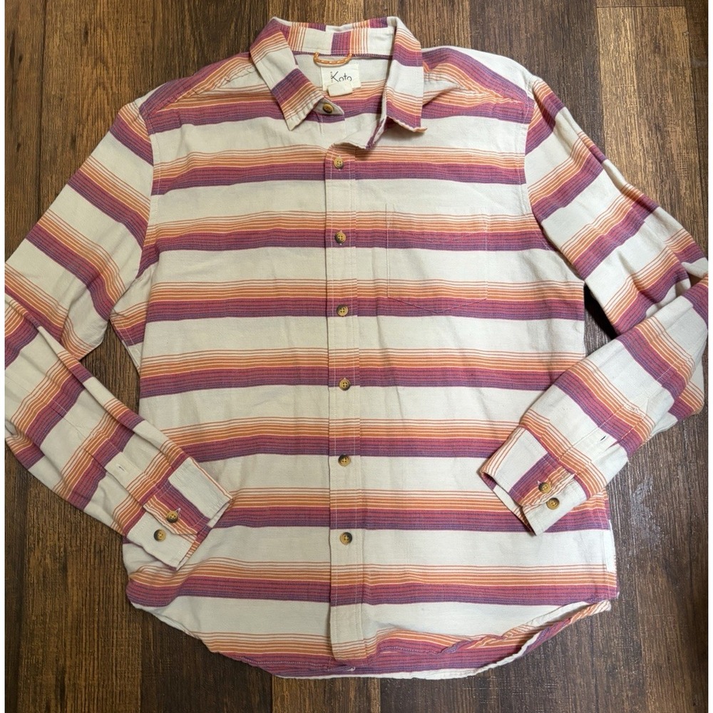 Men's Koto Flannel Multicolor Plaid L Grunge Surf Board Shirt Beach Bonfire Fall